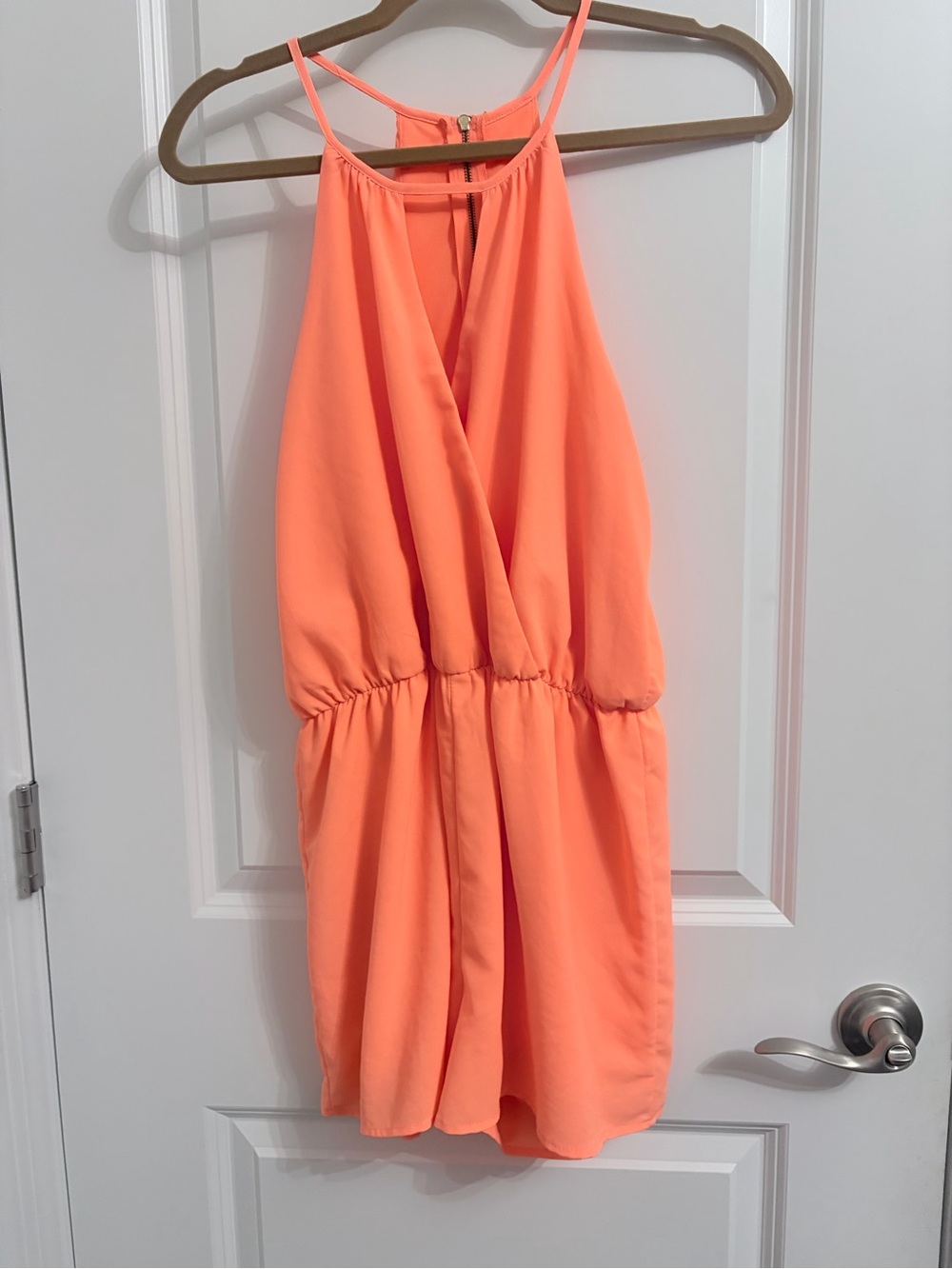 Everly Coral Pink Halter Romper